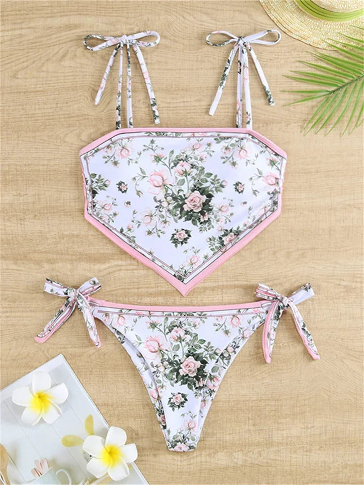 Vintage Print Bikini Set