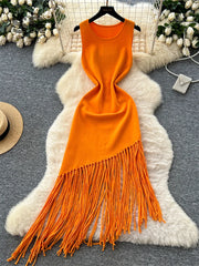 Vacation Tassel Tank Dress