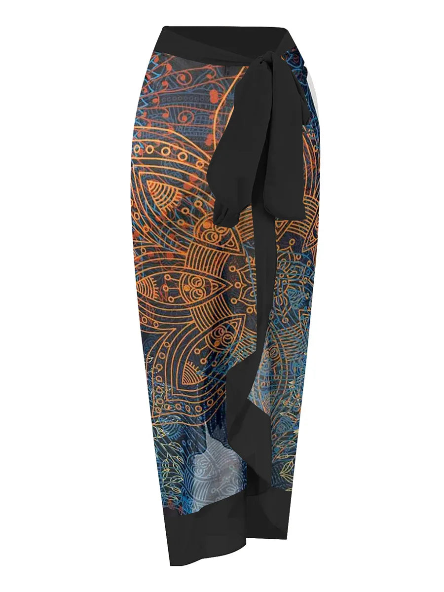 Vintage Leaves Print SPF Sunscreen Pants Swimwear Sets Women Long Sleeve Zipper Bathing Suit Sun Protect One Piece Swimsuit