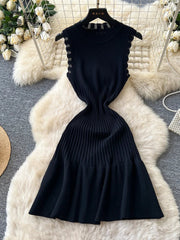 Sleeveless Knitting OL Dress