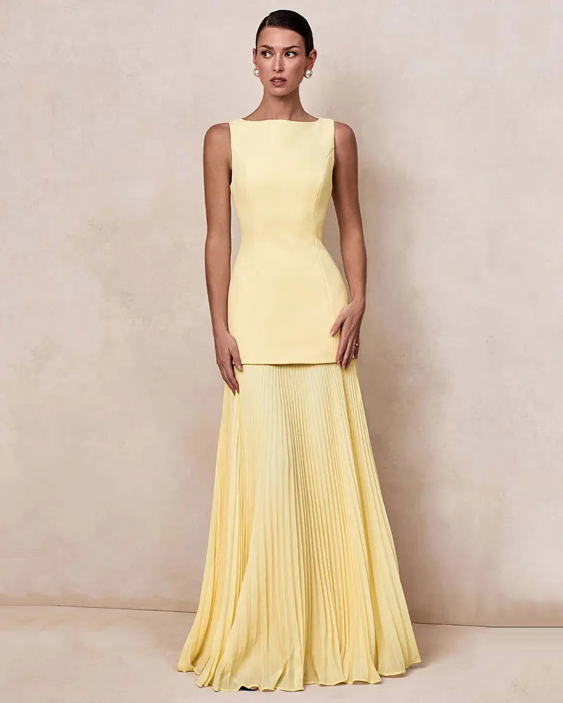 Elegant Pleated Long Dress