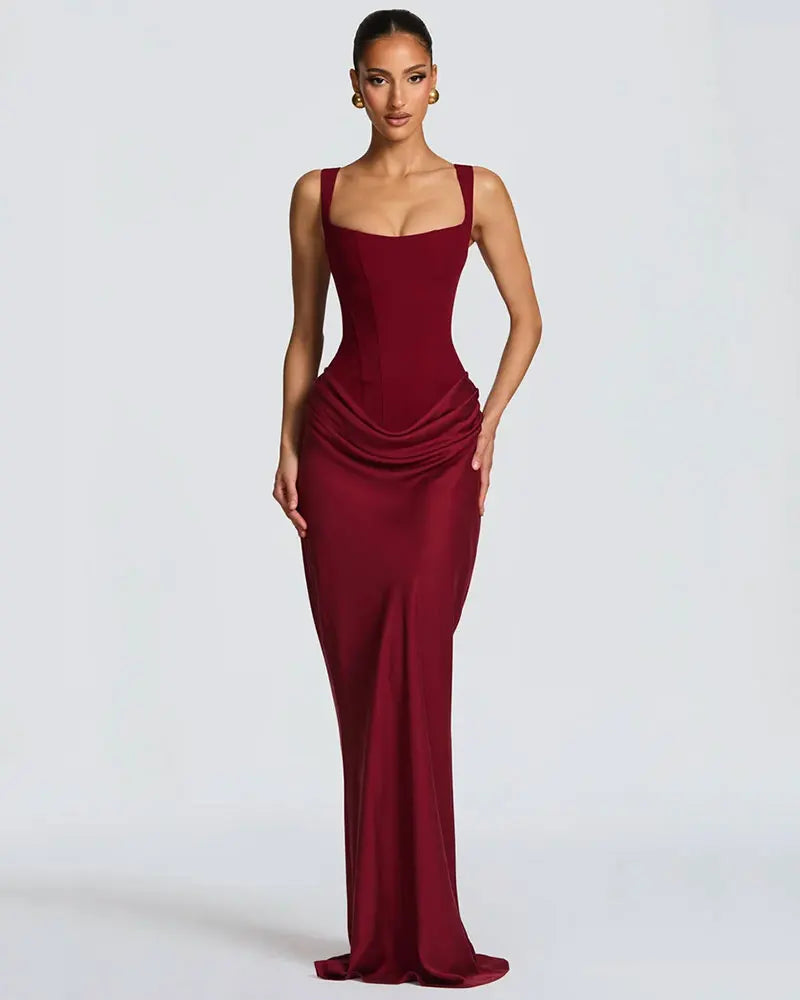 Backless Ruched Sexy Maxi Dress