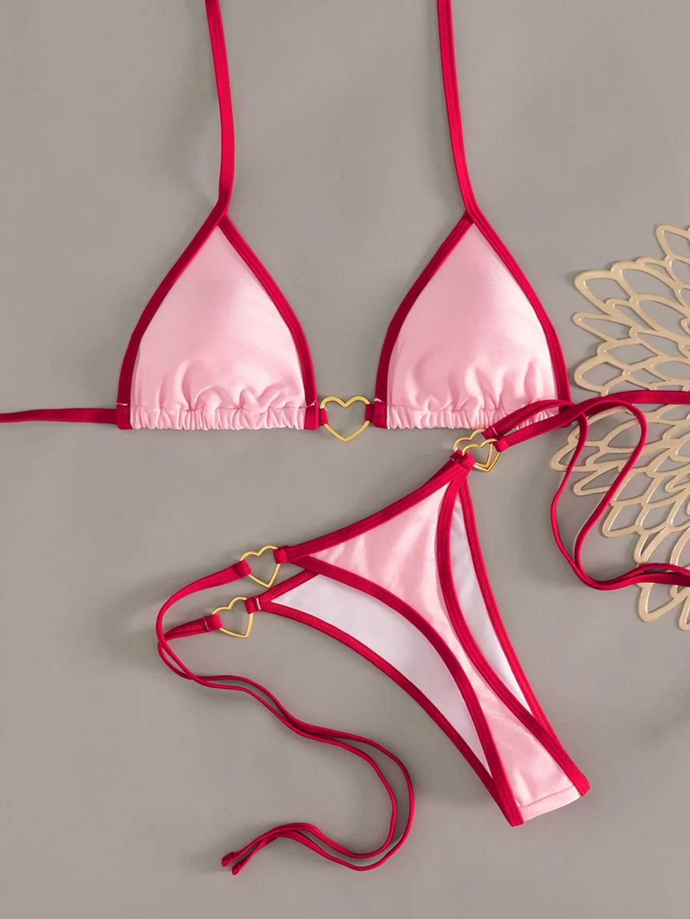 Sexy Pink Contrast Bikini Set