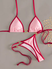 Sexy Pink Contrast Bikini Set