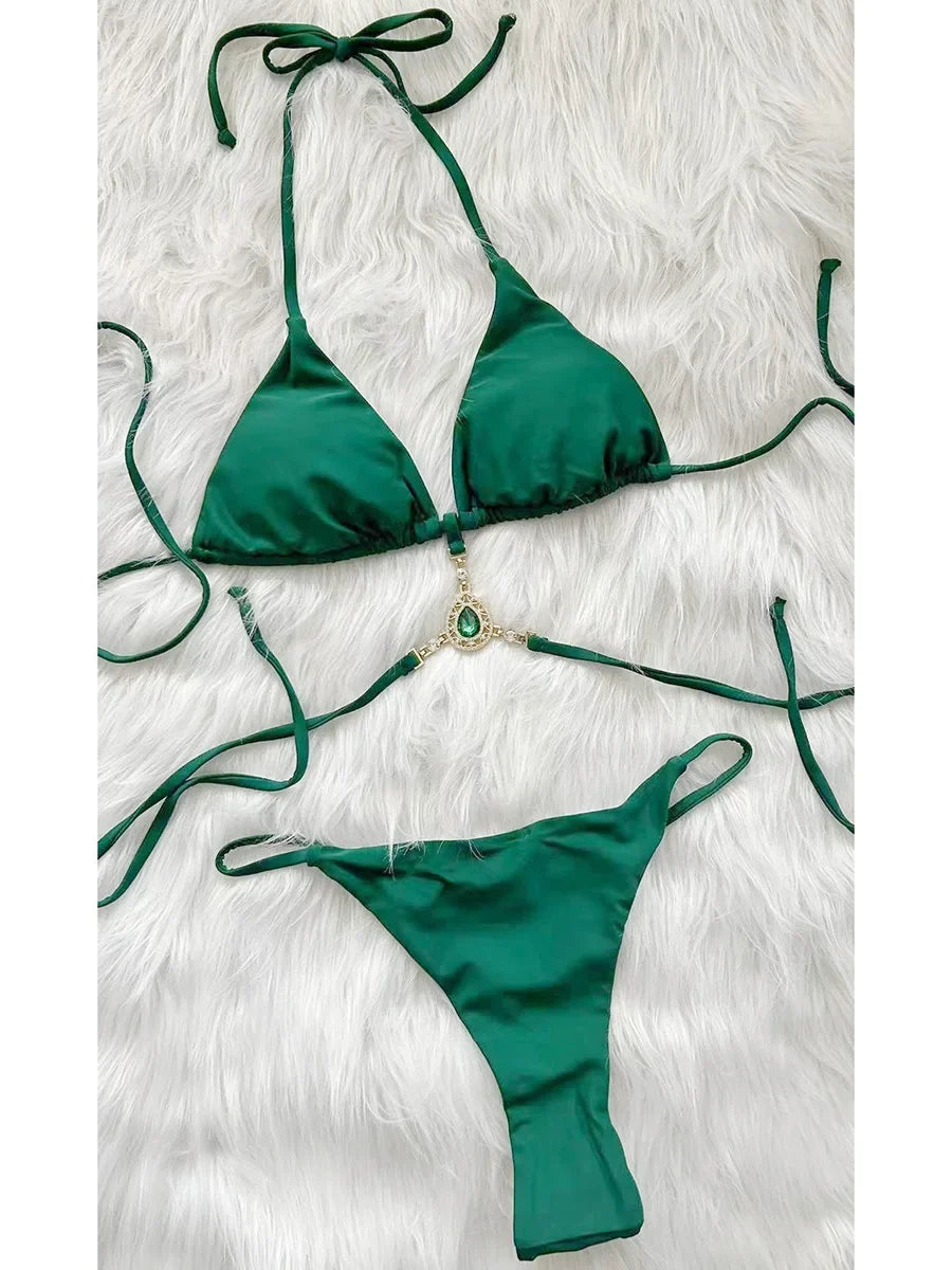 Halter Rhinestone Diamond Bikini