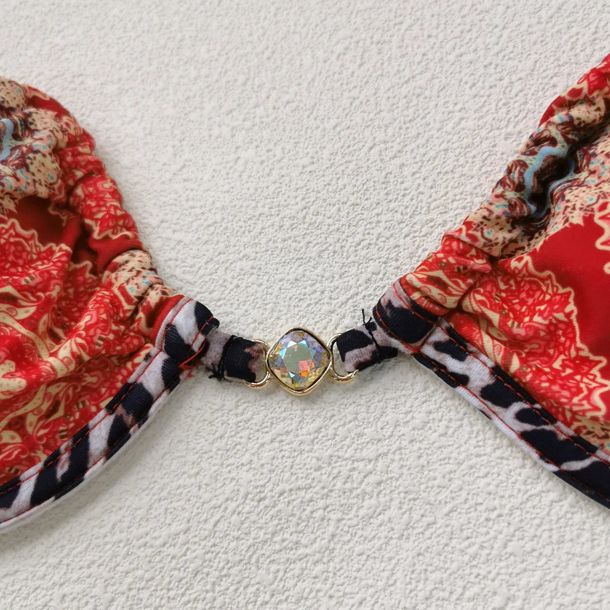 Sexy Red Floral Print Micro Bikini