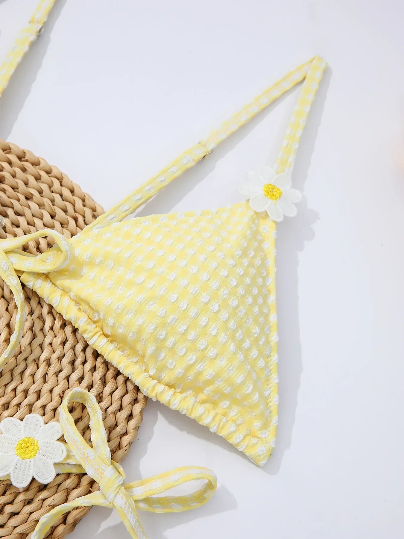 Sexy Yellow 3D Flower Bikini Set