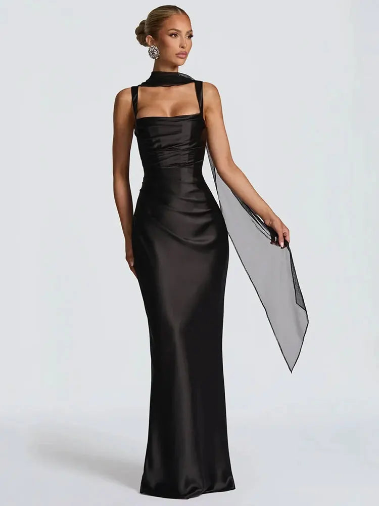 Satin Backless Sexy Maxi Dress