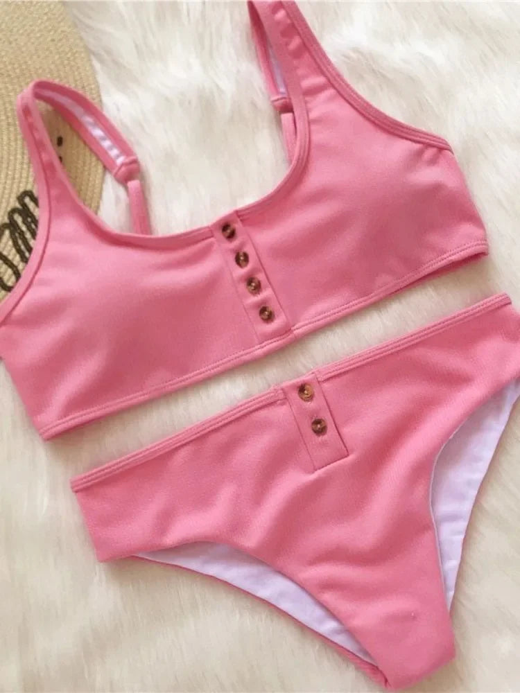 Sexy Sport Button Bikini