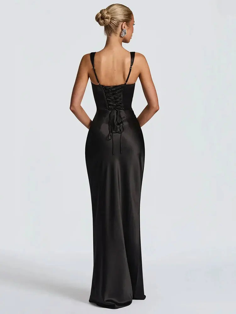 Satin Backless Sexy Maxi Dress