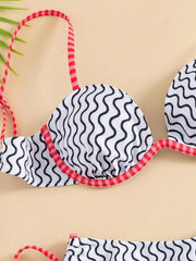 Sexy Black Ripple Pattern Bikini Set