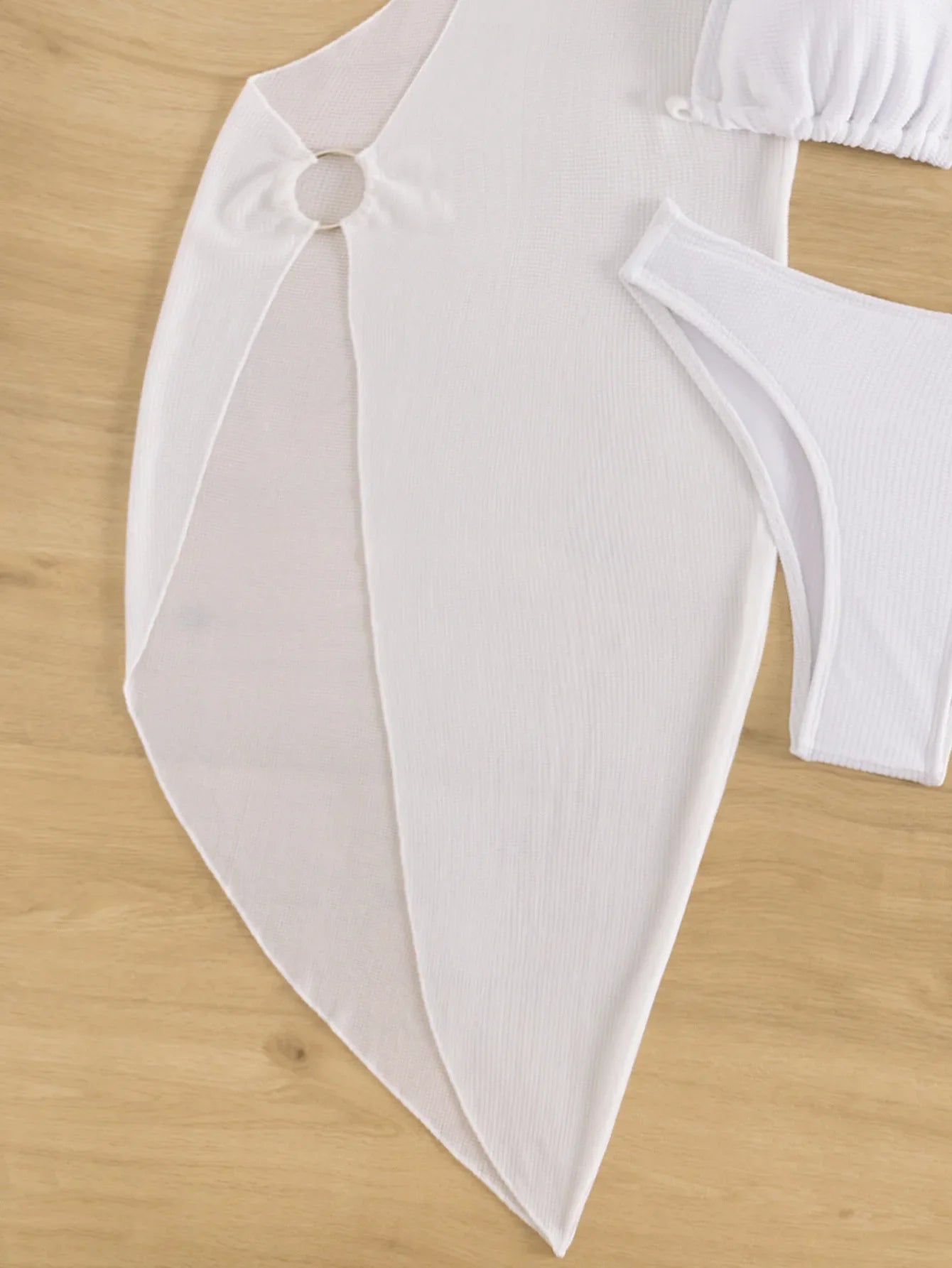 Sexy One Shoulder White Dress 3 Piece Bikini Set