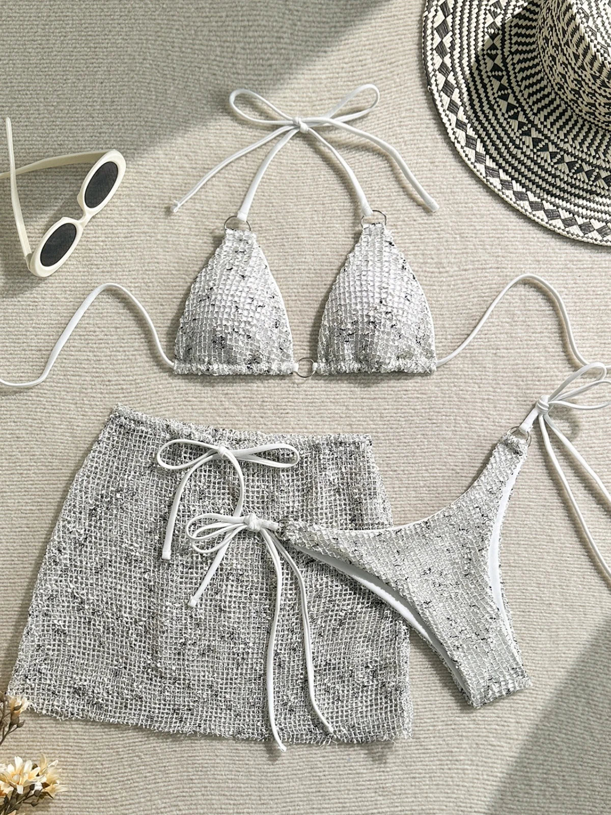 Shiny Pink 3 Piece Bikini