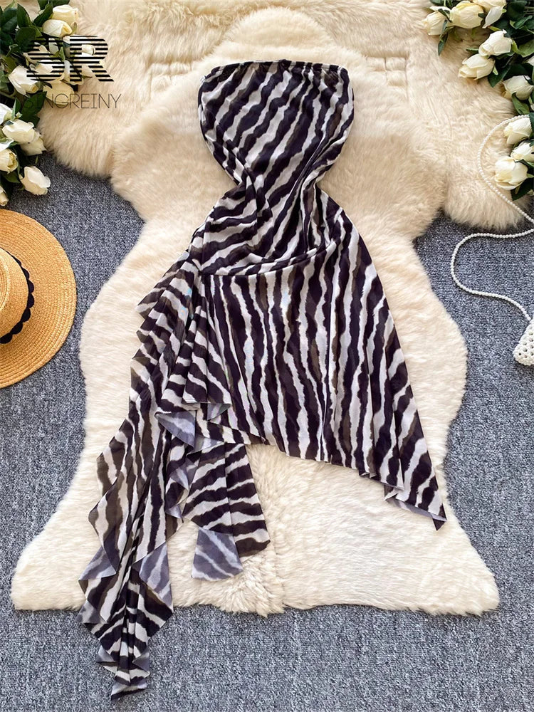 Zebra Print Mesh Dress