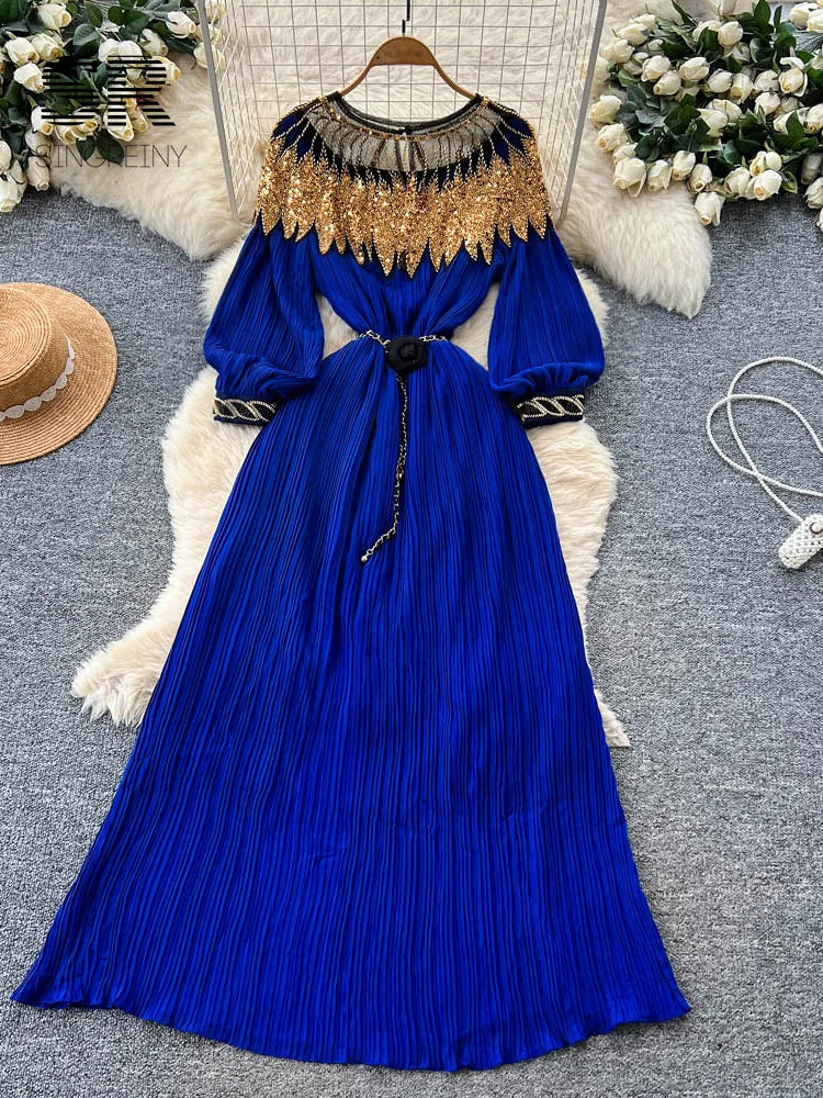 Sequins Pleated Beading Dress