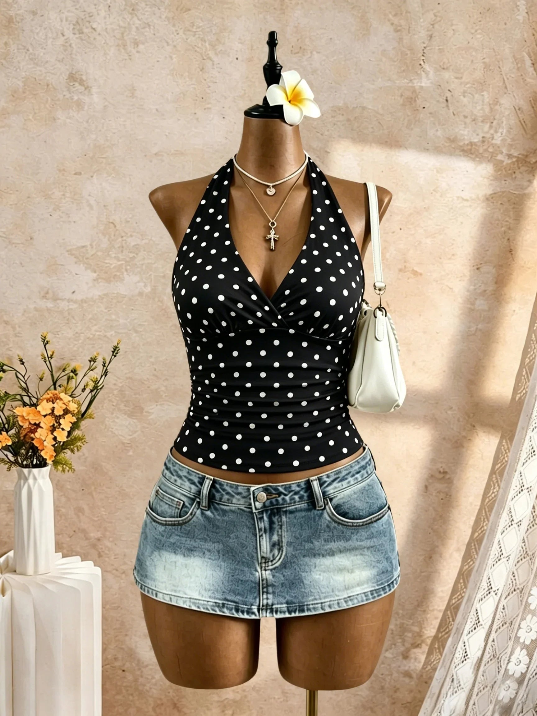 Y2K Solid White Sleeveless Casual Daily Tank Top