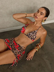 Sexy Pink Floral Leopard Print Bikini