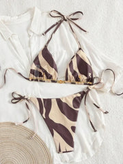 Sexy Coffee Striped Bikini