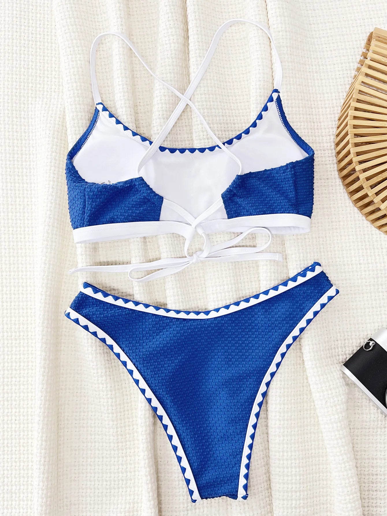 Sexy Blue Contrast Bikini