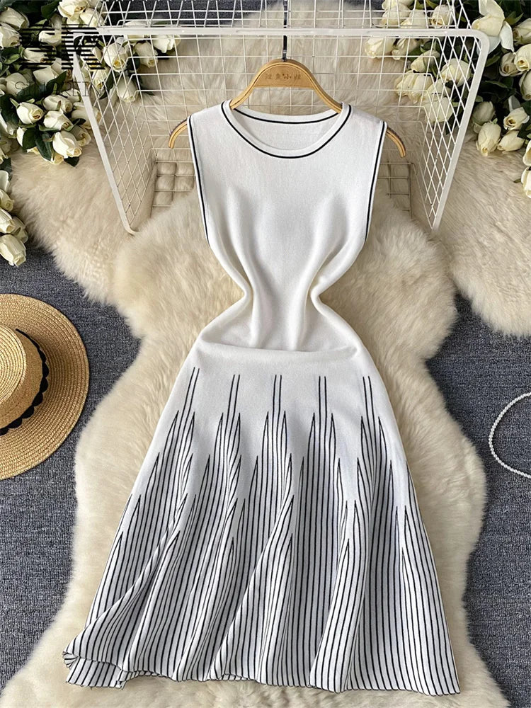 Basic Stripe Knitting Dress