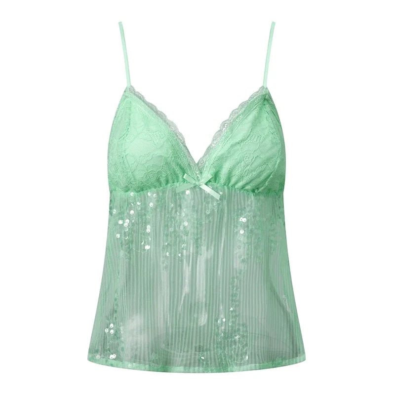 Sheer See Through Backless Tank Top