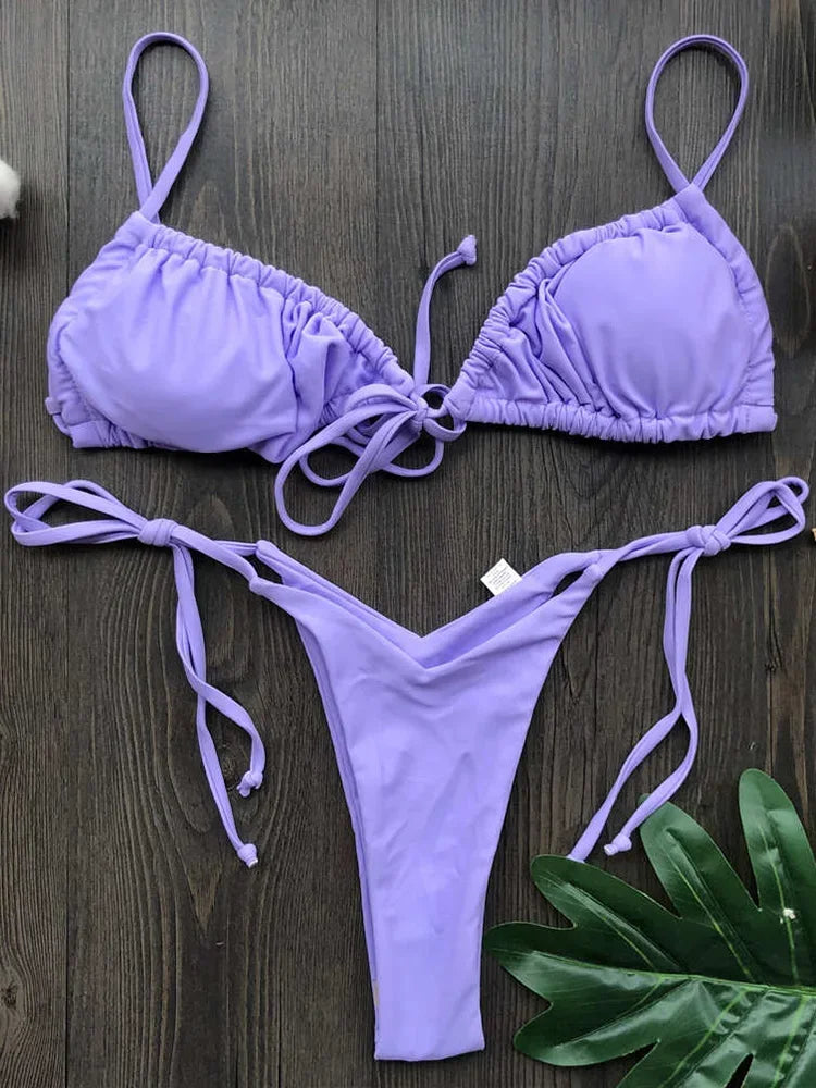 Sexy Ruffle Frilled Micro Thong Bikini