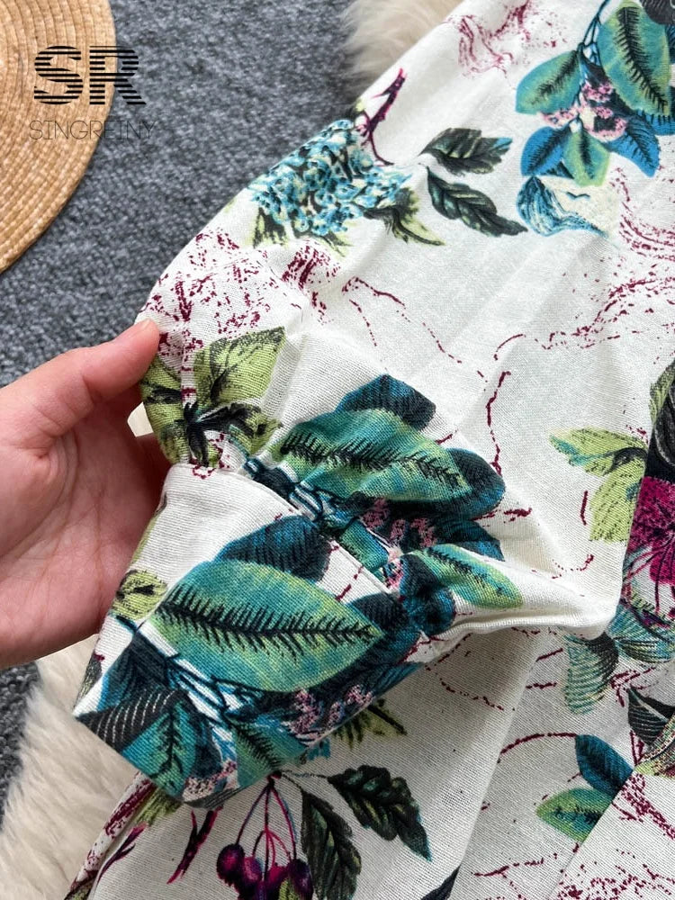 Long Sleeves Floral Print Dress