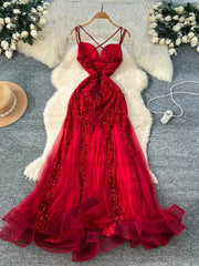 Sequined Velvet Slip Dress