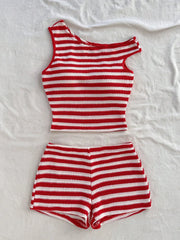 Vintage Red Striped Bikini Set