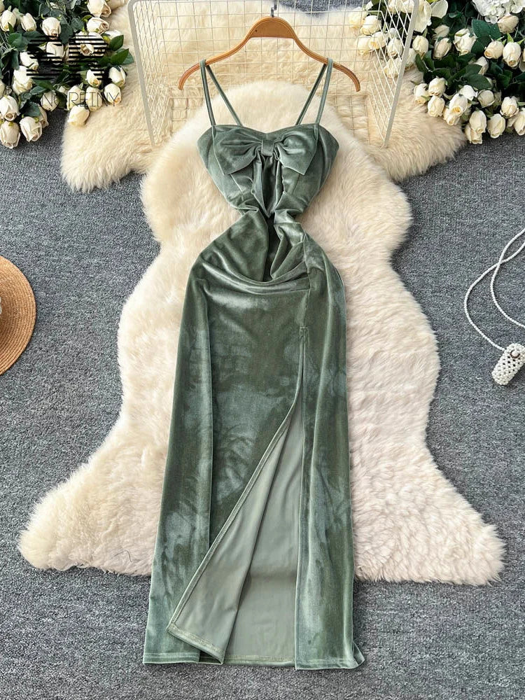 Bow Velvet Party Dress