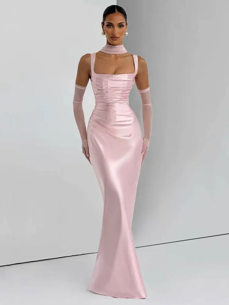 Satin Backless Sexy Maxi Dress