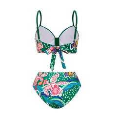 Vintage Green Abstract Print Bikini Set