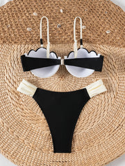 Sexy Coffee Contrast Bikini Set