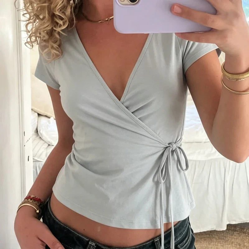 Y2K Wrap Crop Top
