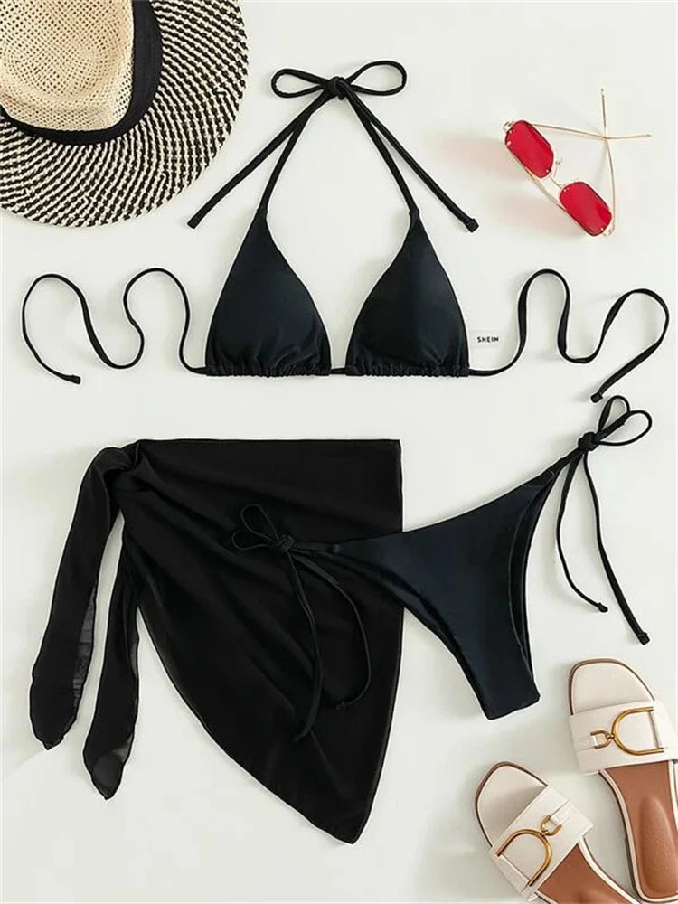 Sexy Solid Brown Bikini