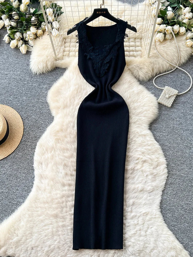 Lace Simple Knitted Dress