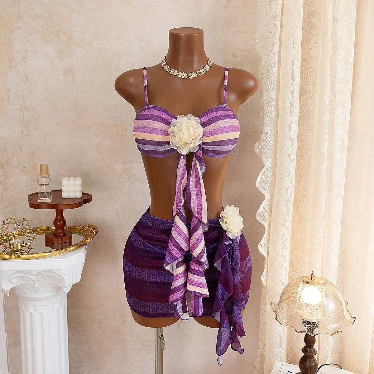 Sexy 3D Floral Bikini Set
