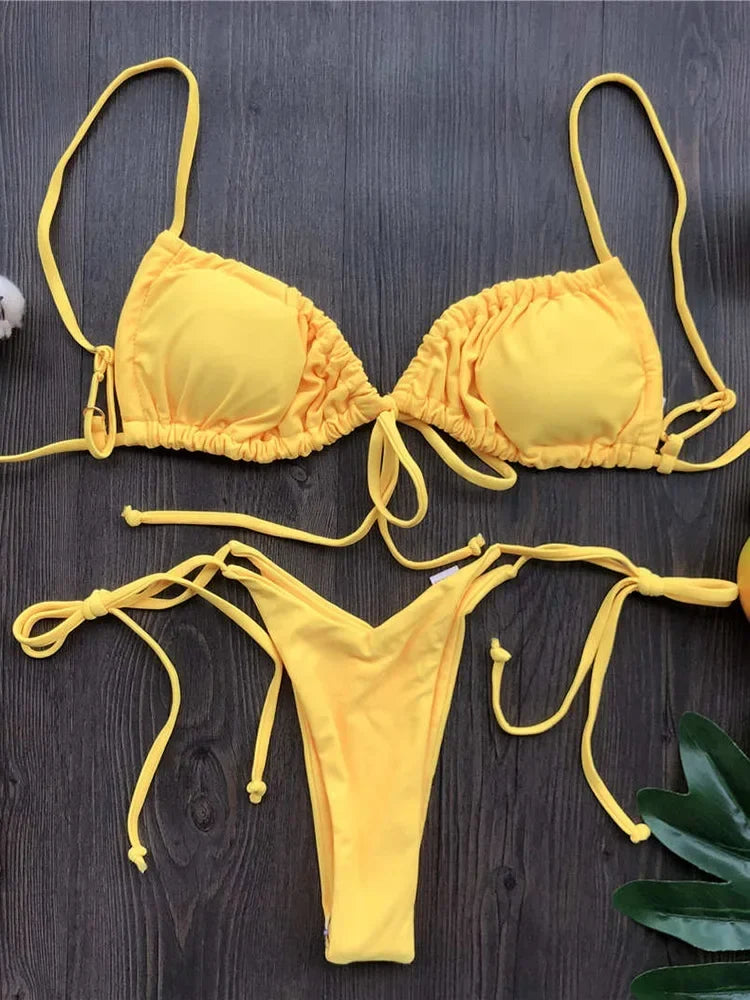 Sexy Ruffle Frilled Micro Thong Bikini
