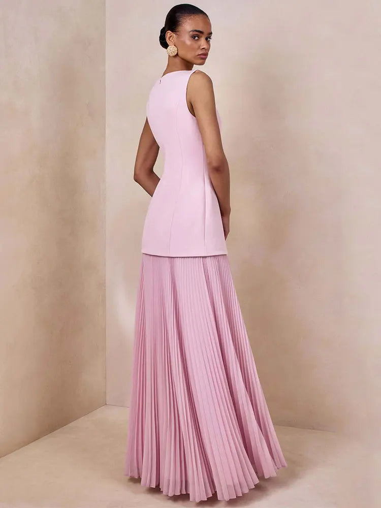 Elegant Pleated Long Dress