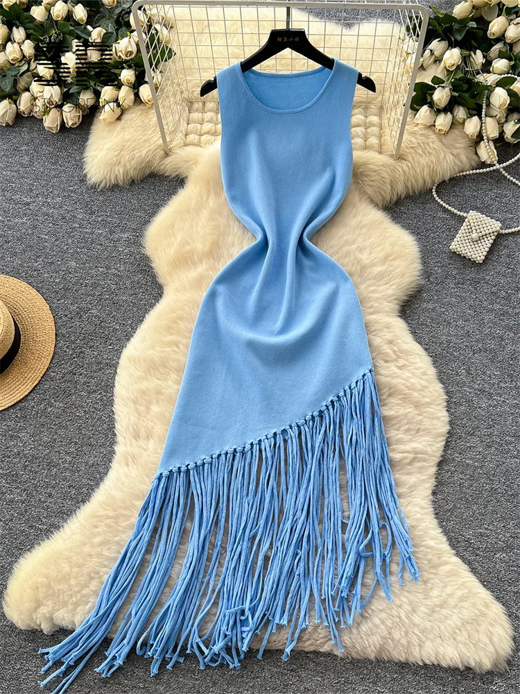 Vacation Tassel Tank Dress