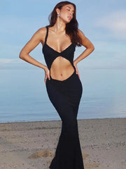 Hollow Out Backless Long Dress