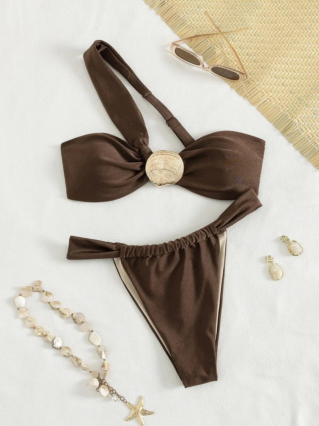 Sexy Coffee Triangle Bikini Set