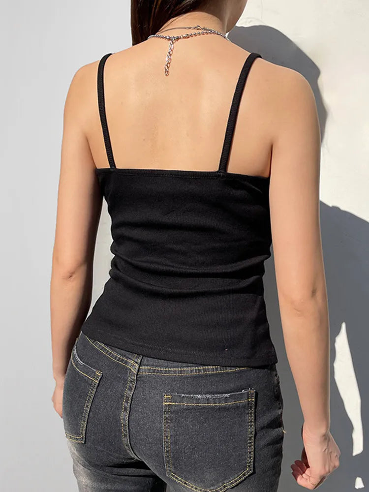 Sexy Folds Buttons Sleeveless Crop Top