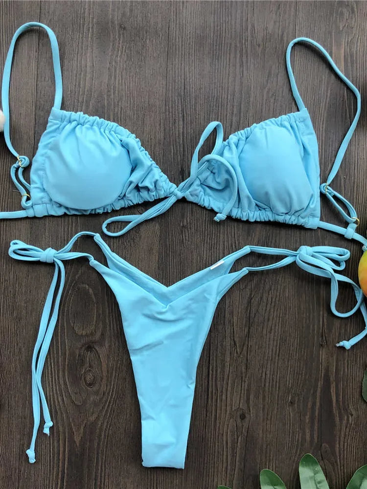 Sexy Ruffle Frilled Micro Thong Bikini