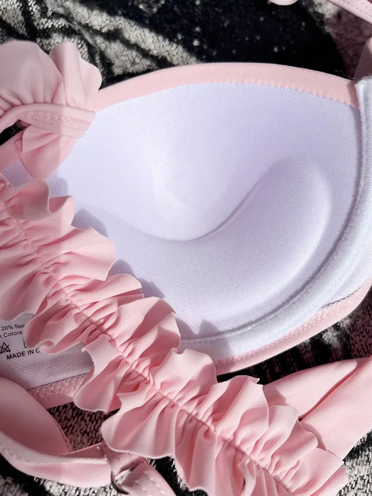 Underwired Bra Cup Ruffled Frill Bikini