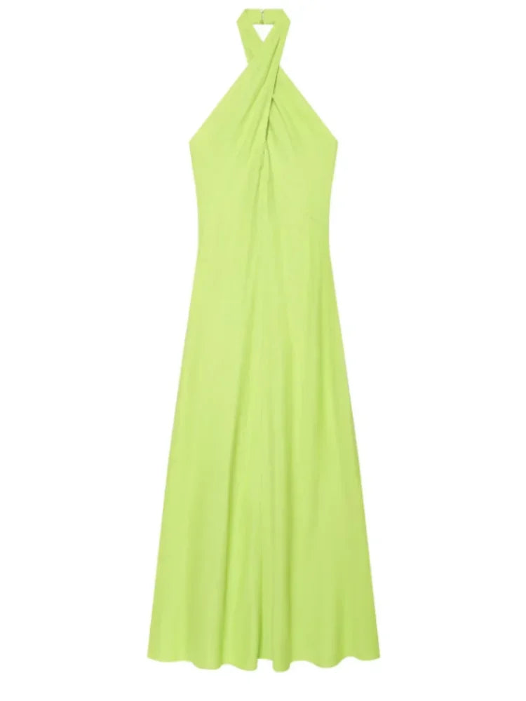 Sexy Solid Halter Maxi Dress
