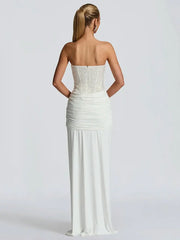 Elegant Strapless Sequin Sleeveless Maxi Dress