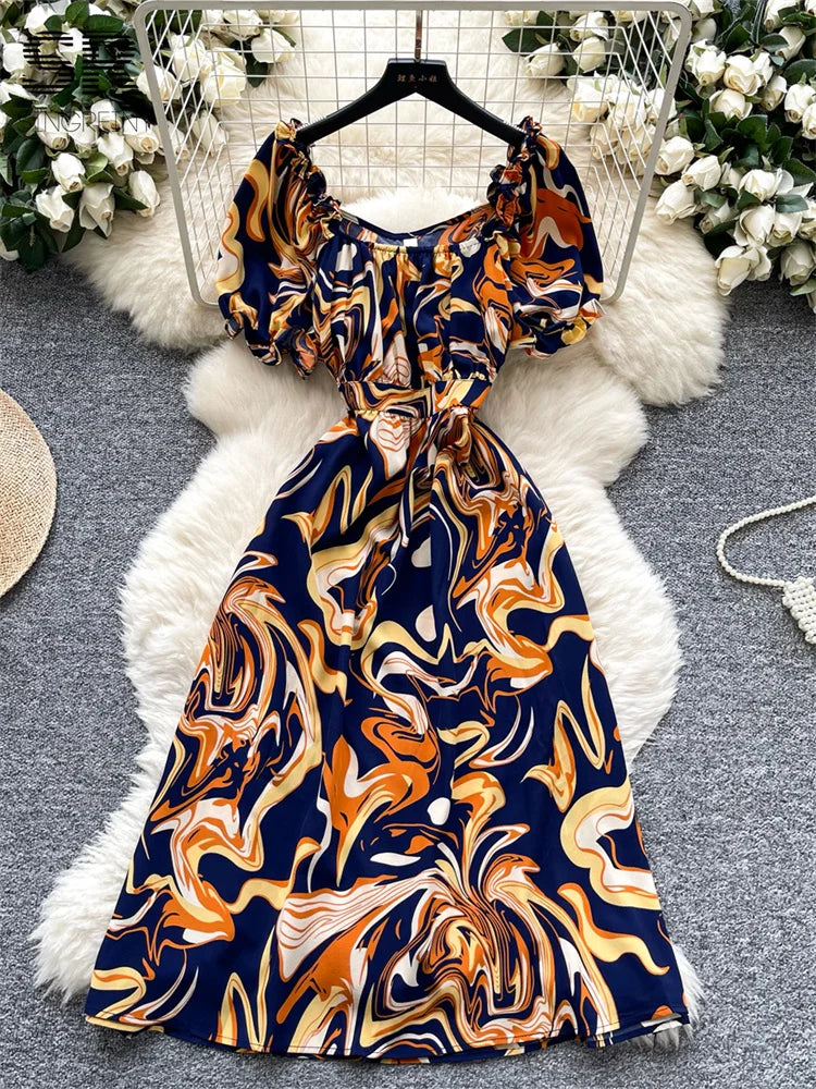 Vacation Print Party Dress