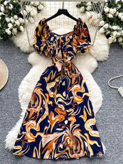 Vacation Print Party Dress