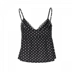 V-Neck Sequin Lace Trim Tank Tops
